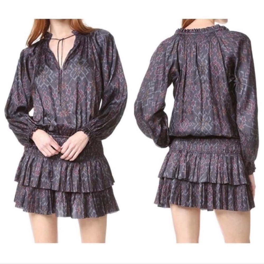 Ulla Johnson - Piera Mini Dress w Drop Waist in Batik Geometric - Sz 6 - EUC